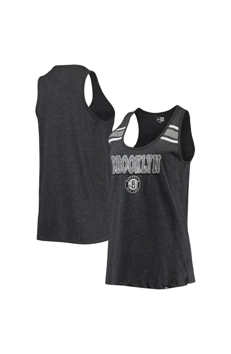 New Era Women's New Era Heathered Black Brooklyn Nets Scoop-Neck Racerback Tank Top, Main, color, Heather Black