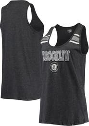 New Era Women's New Era Heathered Black Brooklyn Nets Scoop-Neck Racerback Tank Top