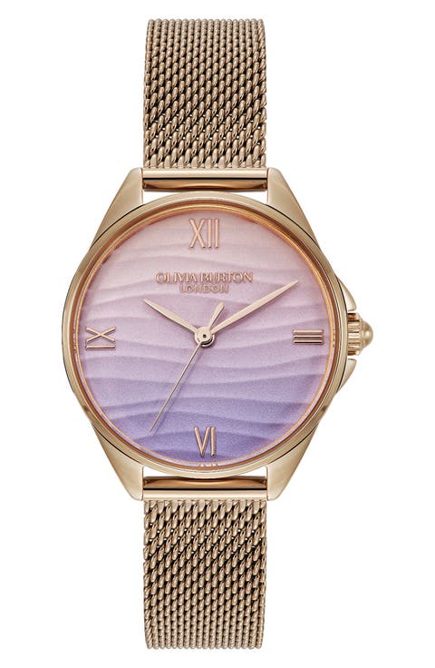 Azure Mesh Strap Watch, 30mm