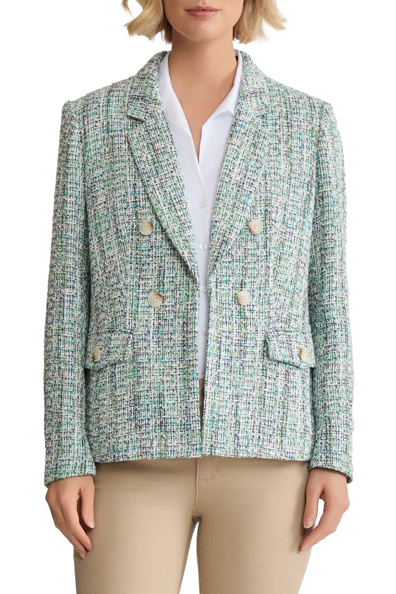 Faux Double Breasted Tweed Jacket, Main, color, KELLY MULTI