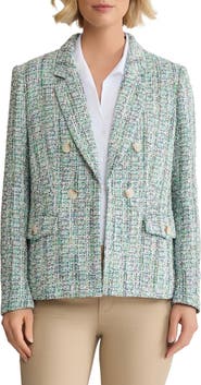 Jones New York Faux Double Breasted Tweed Jacket