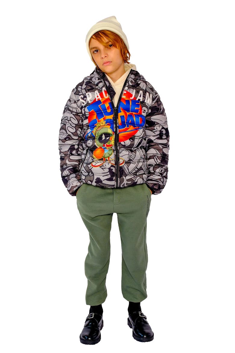 Boy's Packable Tune Squad Midweight Jacket, Main, color, Black
