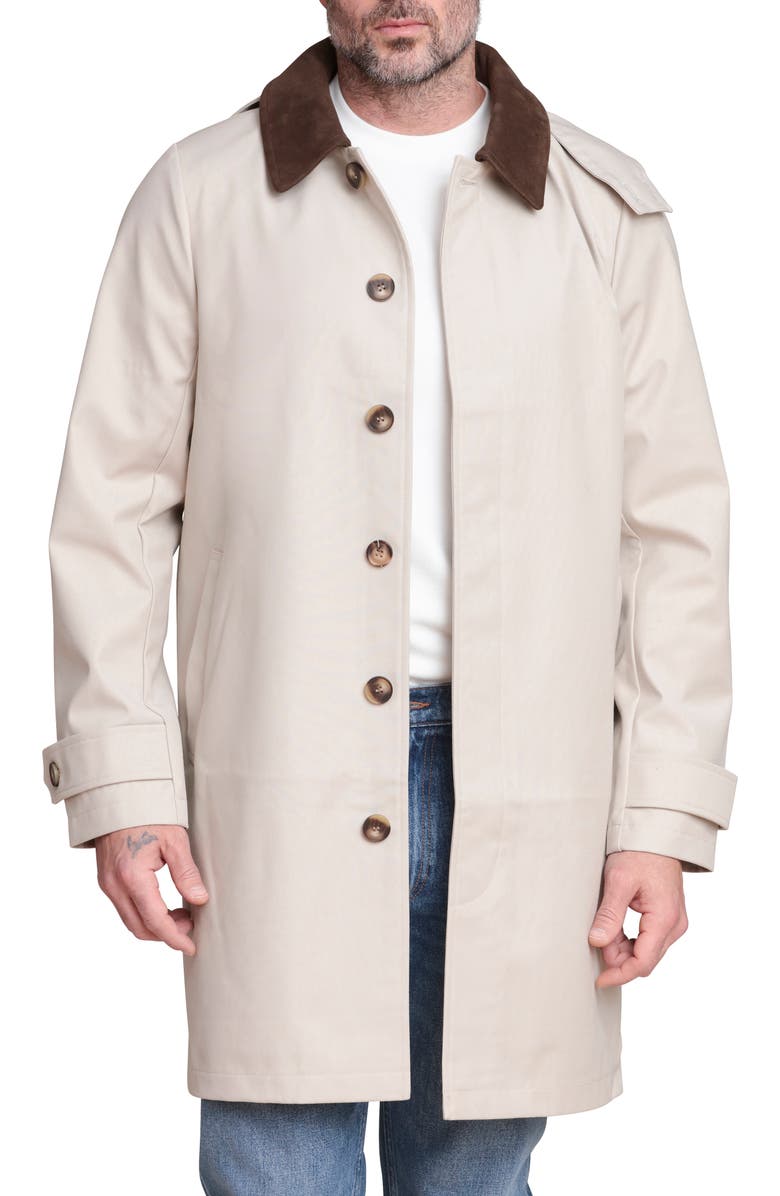 Bagatelle Corduroy Collar Mac Coat with Detachable Hood, Alternate, color, Khaki