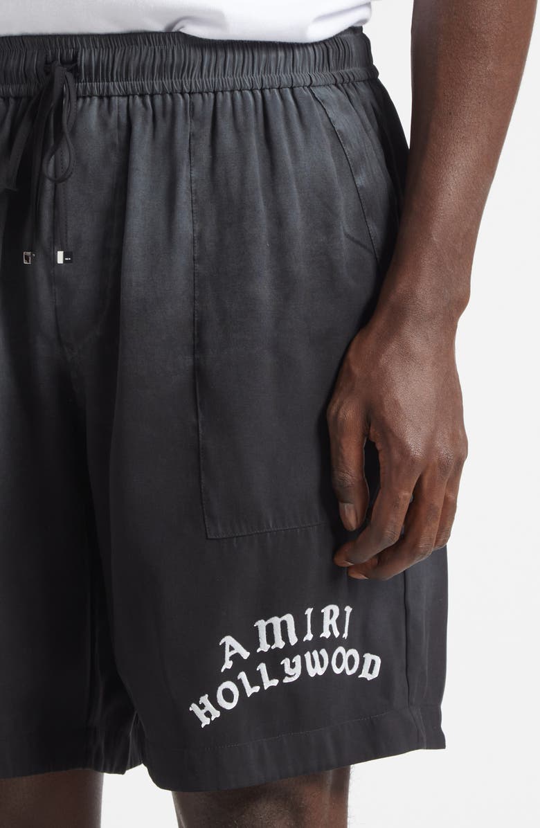 AMIRI Hollywood Silk Shorts, Alternate, color, Black