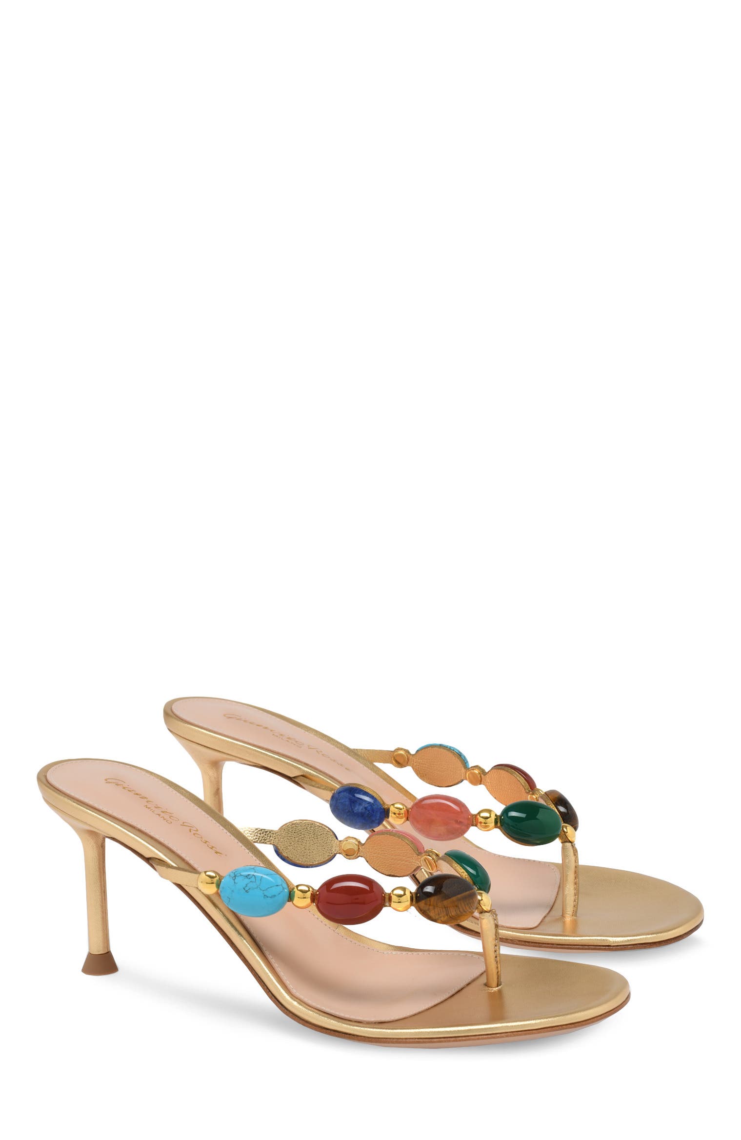 Gianvito Rossi Shanti Thong 70 Sandals, Alternate, color, Metallic Gold