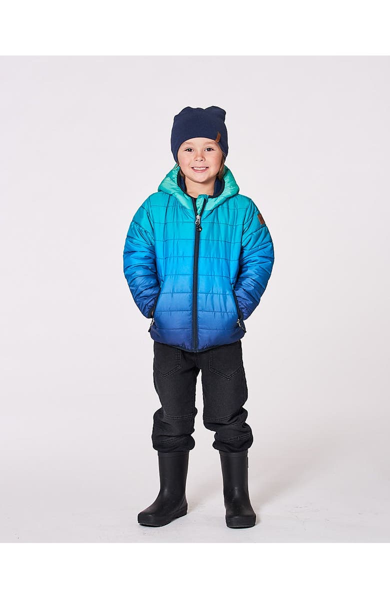 Deux par Deux Quilted Mid-Season Jacket, Main, color, Green And Blue Gradient