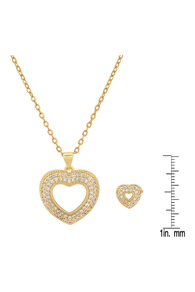 18k Gold Plated Heart Necklace & Earrings Set, Alternate, color, GOLD
