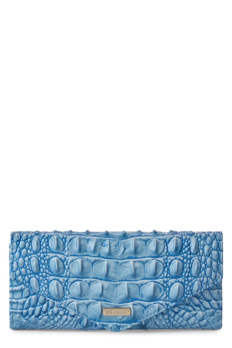 Veronica Croc Embossed Leather Wallet, Main, color, AURA BLUE