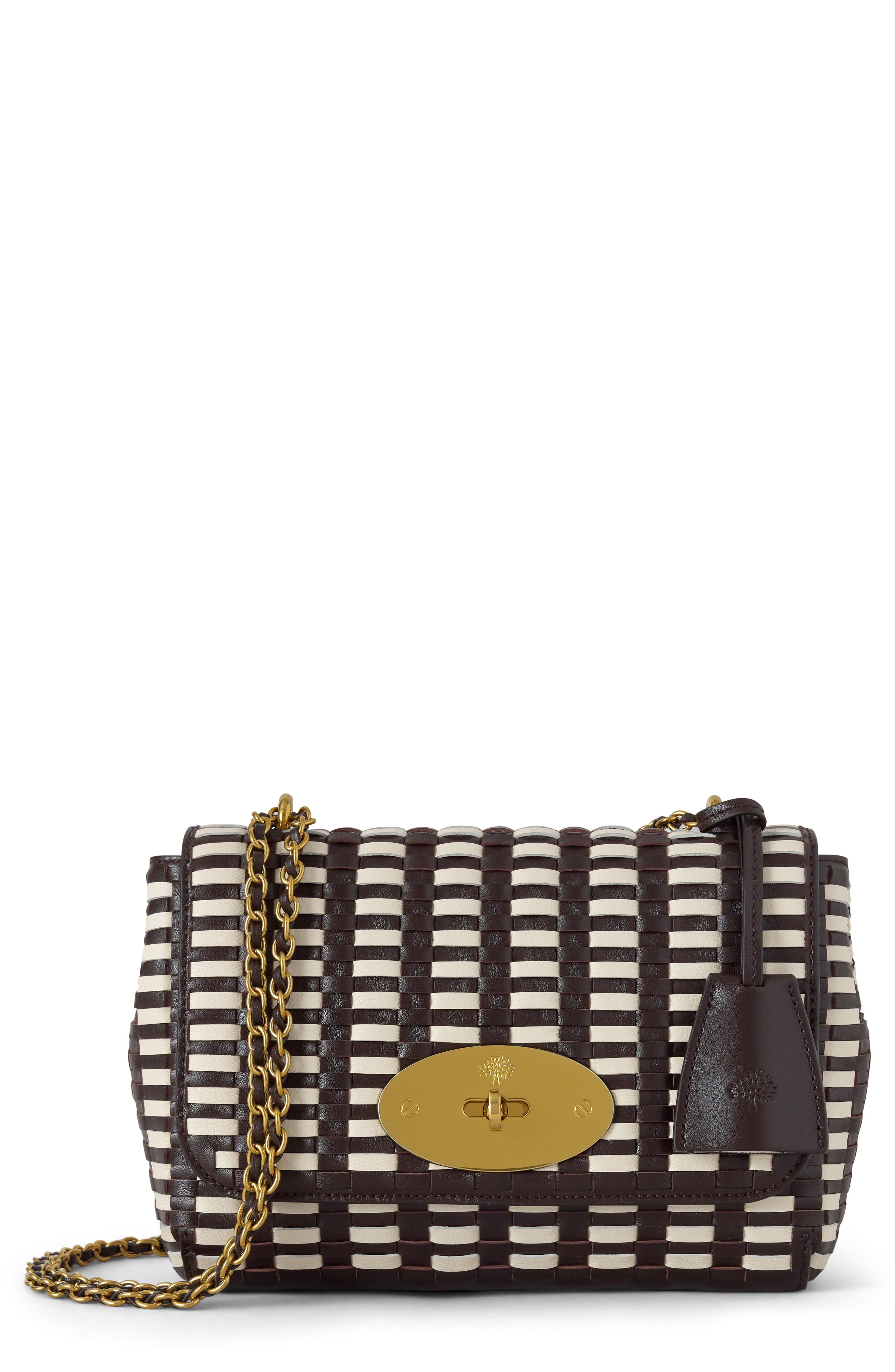 Mulberry Lily Woven Leather Shoulder Bag, Main, color, Ebony-Crumpet