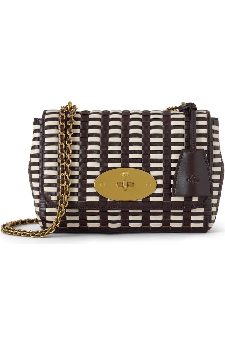 Mulberry Lily Woven Leather Shoulder Bag, Main, color, Ebony-Crumpet