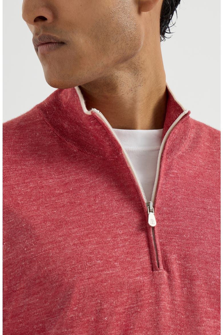 Sweater with half zipper, Alternate, color, Strawberry