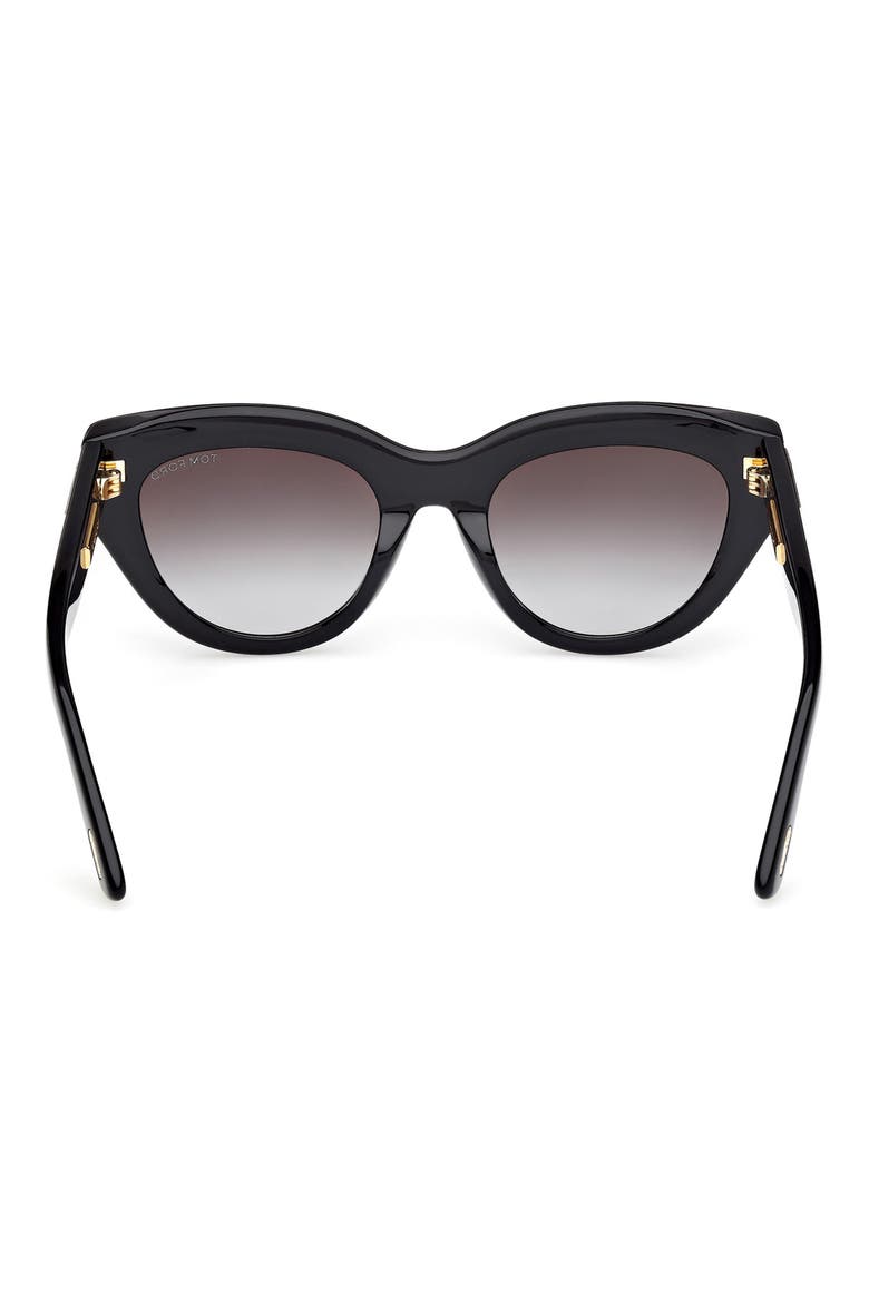 Icon 52mm Cat Eye Sunglasses, Alternate, color, SHINY BLACK BEVELED / SMOKE