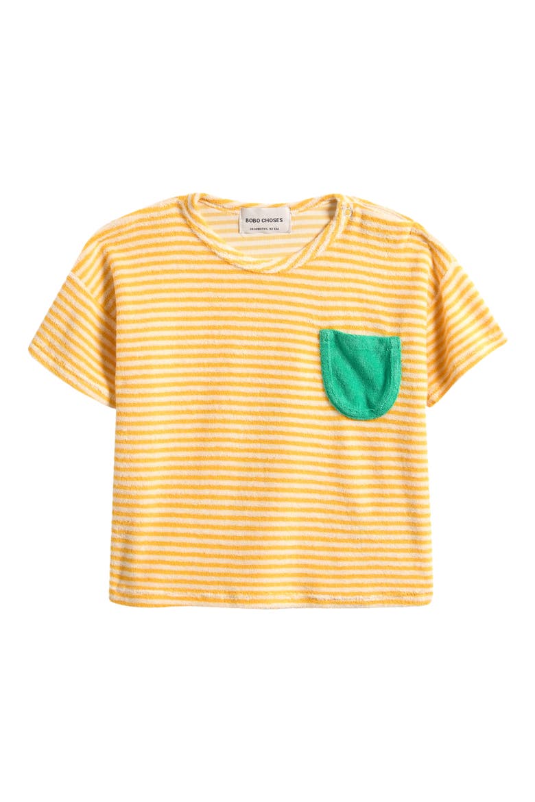 Yellow Stripes Terry Cloth T-Shirt, Main, color, YELLOW