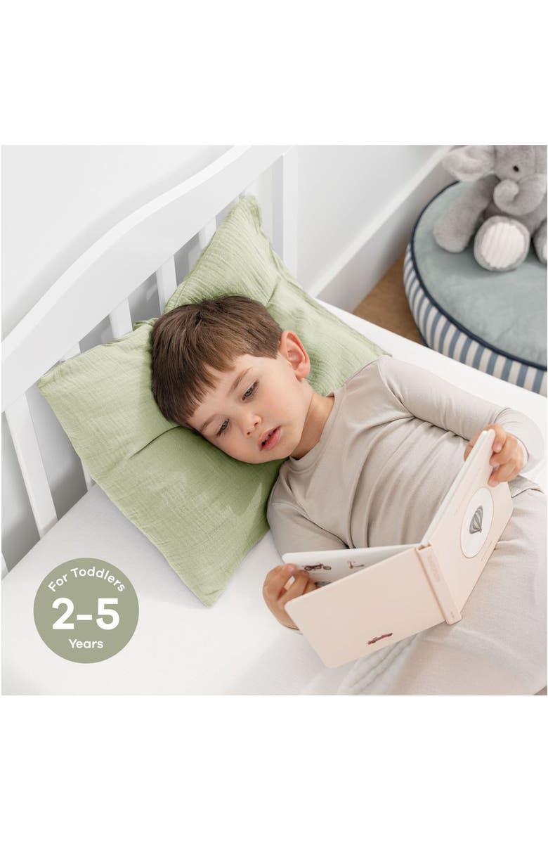 Comfy Cubs Toddler Pillows with Soft Muslin Pillow Case, Pack of 2, Alternate, color, Sage
