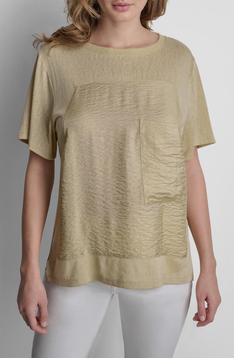 DKNY Twinkle Mixed Media T-Shirt, Main, color, Mojave Desert