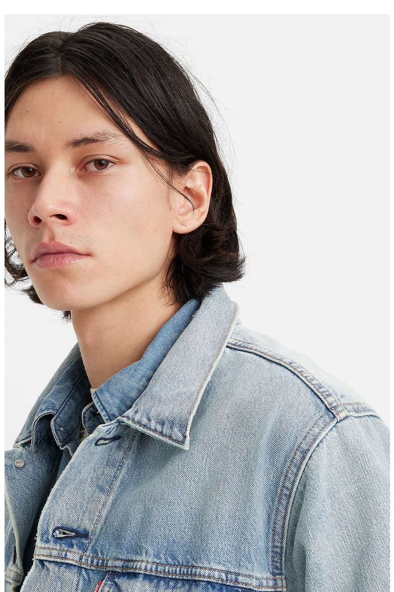 Relaxed Fit Denim Trucker Jacket, Alternate, color, HURON WAVES