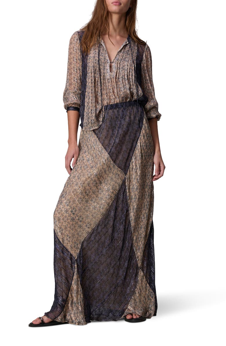 rag & bone Delancy Metallic Maxi Skirt, Alternate, color, 