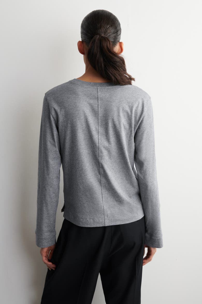 Cotton Long-Sleeved T-Shirt, Alternate, color, GRAY MÉLANGE
