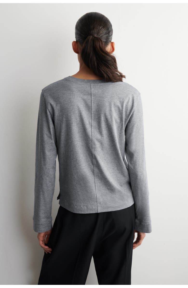 COS Cotton Long-Sleeved T-Shirt, Alternate, color, Gray Mélange
