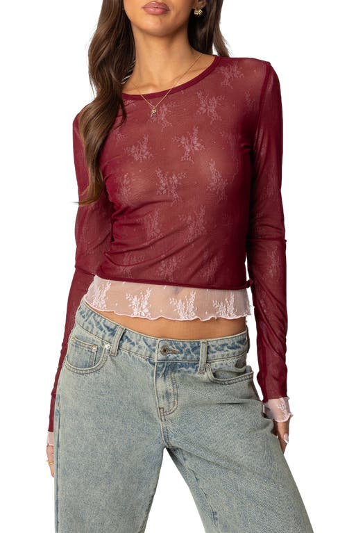 EDIKTED EDIKTED LACY SHEER MESH CROP TOP