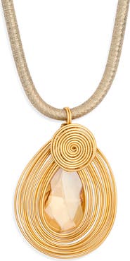 Kenneth Jay Lane Wire Wrapped Crystal Pendant Necklace