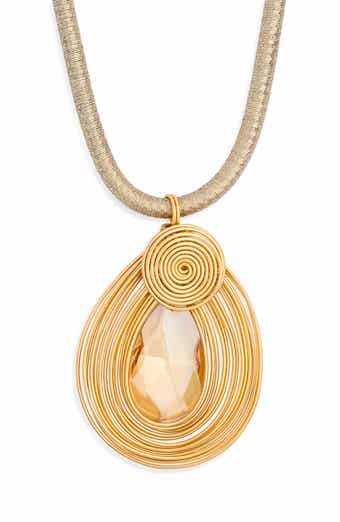 Kenneth Jay Lane Wire Wrapped Crystal Pendant Necklace