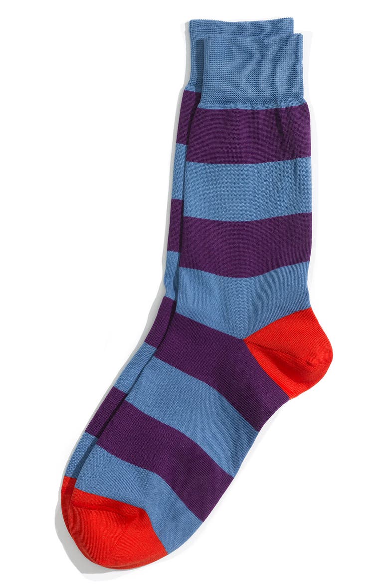 Rugby Stripe Socks, Main, color, SKY/PURPLE MULTI