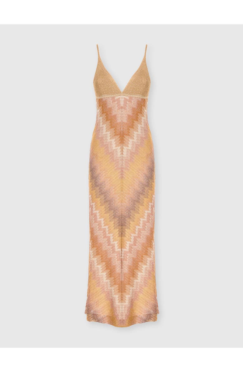 Missoni Viscose Lamé Gown With Deep Neckline, Alternate, color, Green& Brown