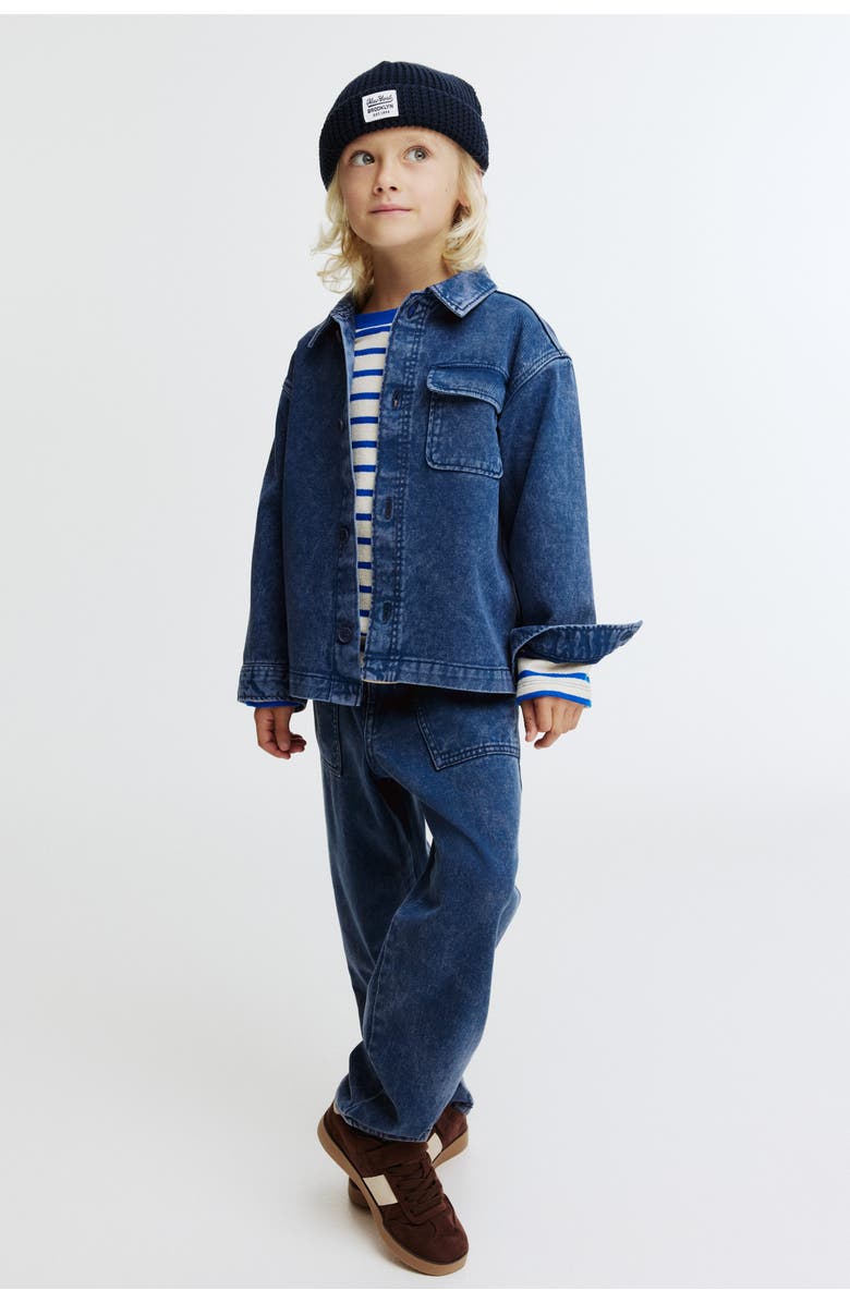 H&M Cotton Denim Trousers, Alternate, color, Dark Denim Blue