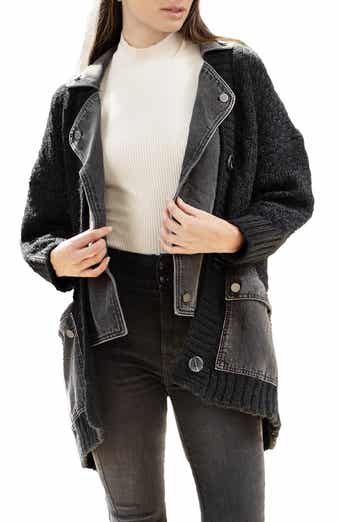 SAACHI Mixed Media Denim Knit Cardigan