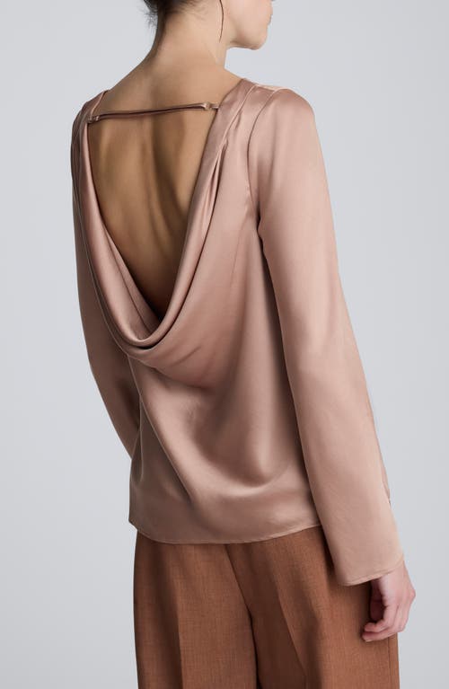 Kenneth Cole Sleeveless Cowl Back Satin Top In Brown