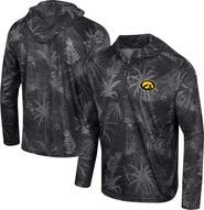 COLOSSEUM Men's Colosseum Black Iowa Hawkeyes Palms Printed Lightweight Quarter-Zip Hooded Top