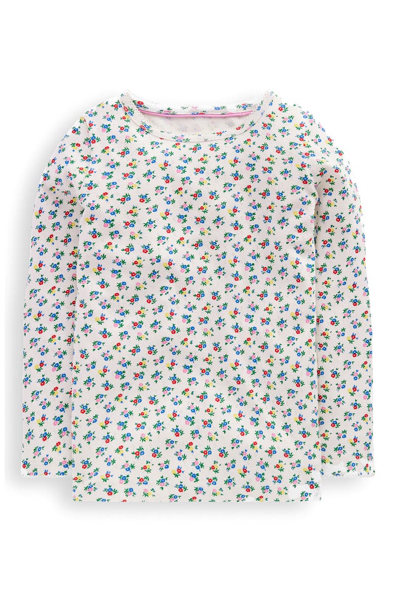 Kids' Floral Pointelle T-Shirt, Main, color, SOFT IVORY DITSY