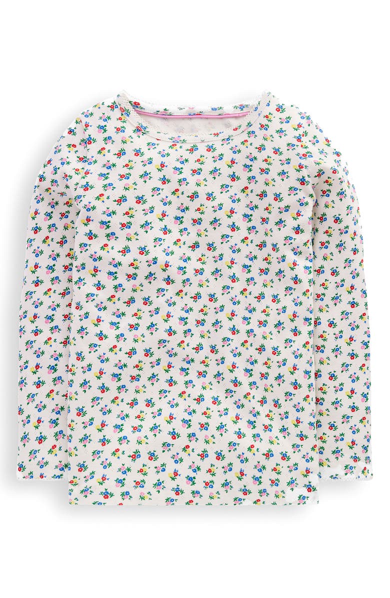 Mini Boden Kids' Floral Pointelle T-Shirt, Main, color, 