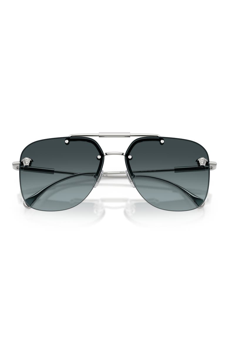 60mm Square Sunglasses, Alternate, color, SILVER / BLUE GRADIENT GREY