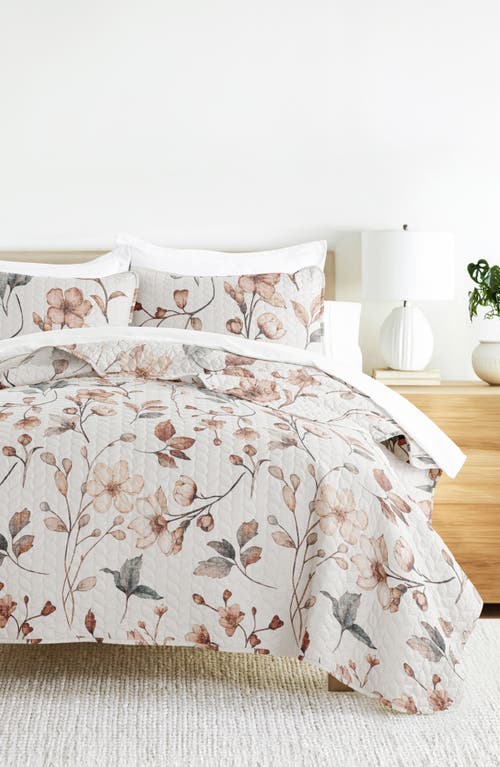 Homespun Pattern Reversible Quilt & Sham Set In Beige