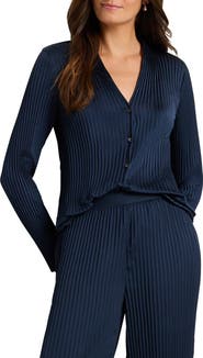 NIC+ZOE Crinkle Crepe Pleated Button-Up Shirt