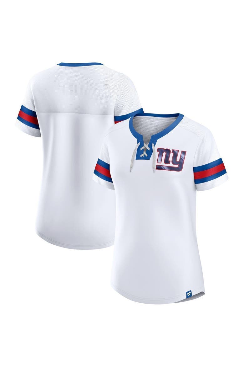 Women's Fanatics Branded White New York Giants Sunday Best Lace-Up T-Shirt, Main, color, White