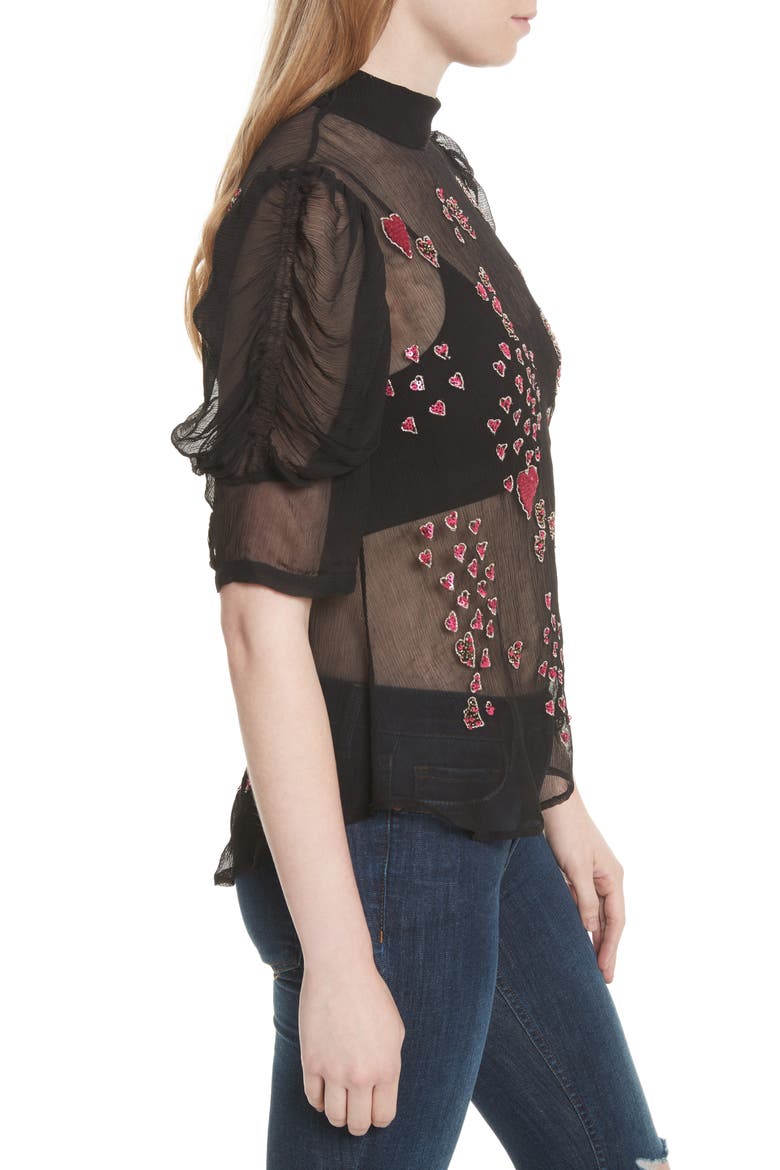 So in Love Embroidered Blouse, Alternate, color, BLACK