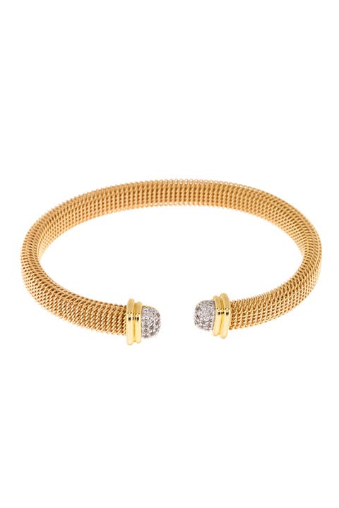 Two-Tone CZ Mesh Cuff Bracelet