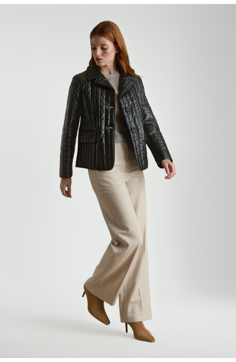 Furniq UK Tabitha Leather Coat, Alternate, color, Black