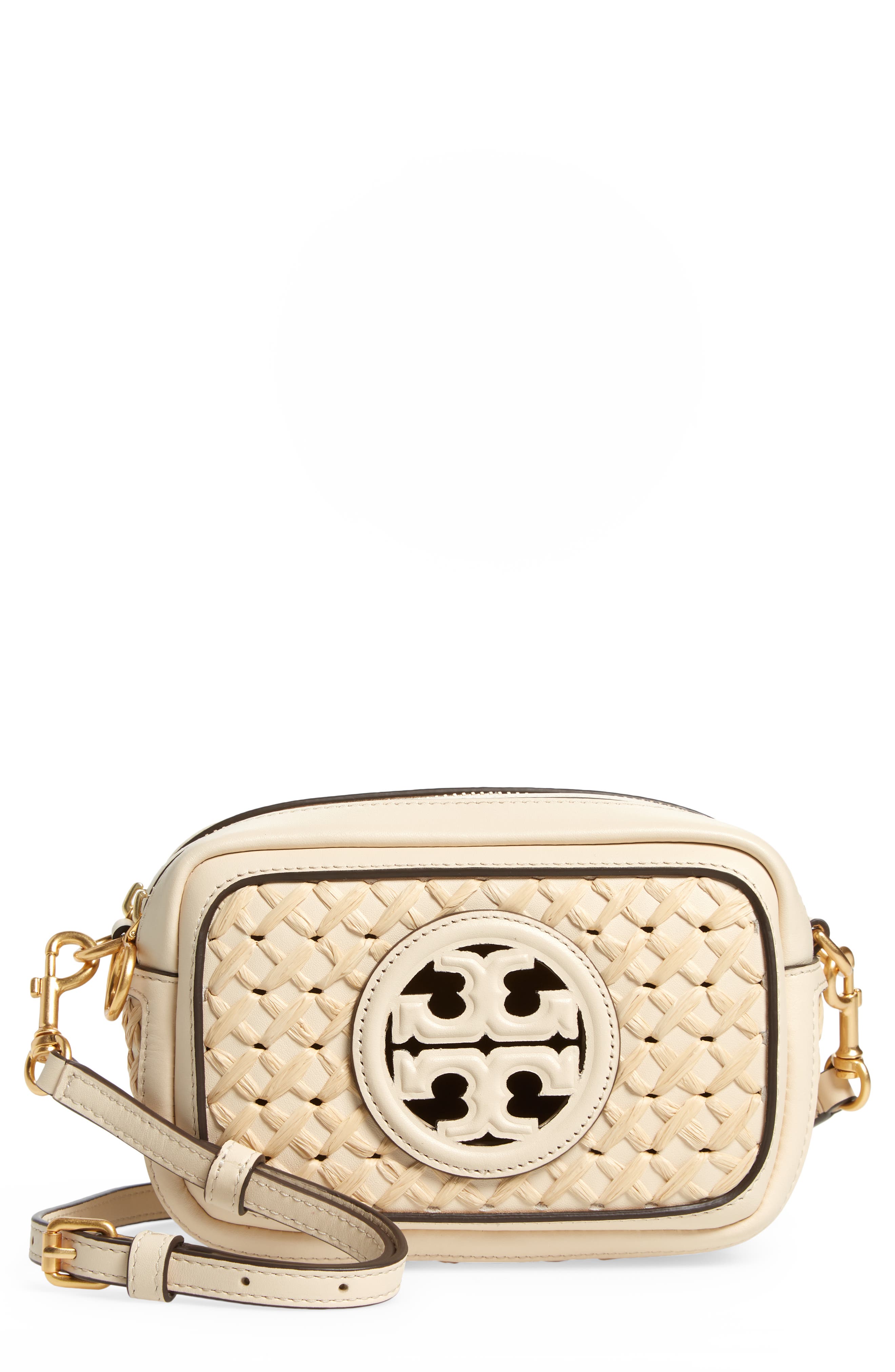 Tory Burch Perry Bombé Straw Mini Woven Crossbody Bag, Main, color, 