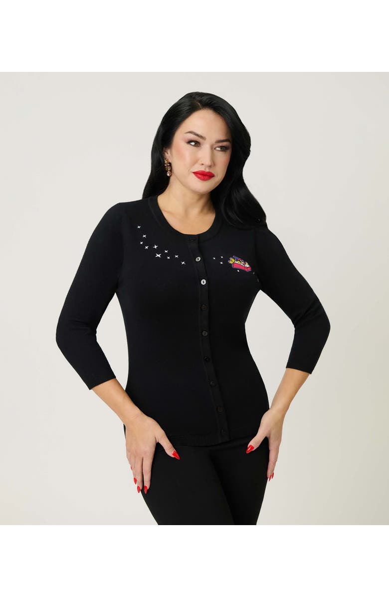 Unique Vintage Bookworm Cardigan, Main, color, Black Magic Print