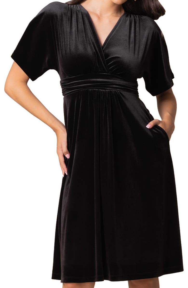 Kiyonna Angelic Velvet Cocktail Dress, Alternate, color, Onyx