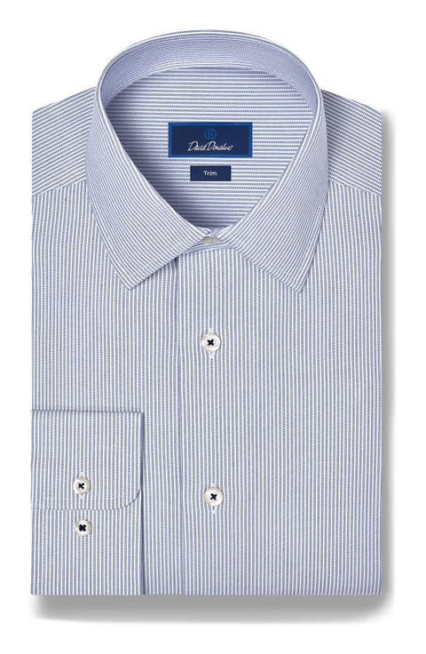 Trim Fit Stripe Stretch Cotton Twill Dress Shirt
