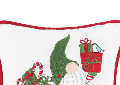 C & F Home C&f Home Gnome Presents Embroidered Cotton Small/petite Accent Pillow, 8" X 8" In White