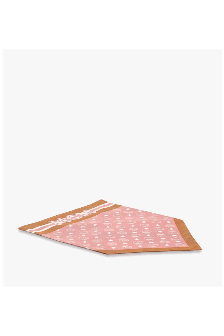 Monogram Print Triangle Silk Scarf, Alternate, color, Soft Pink