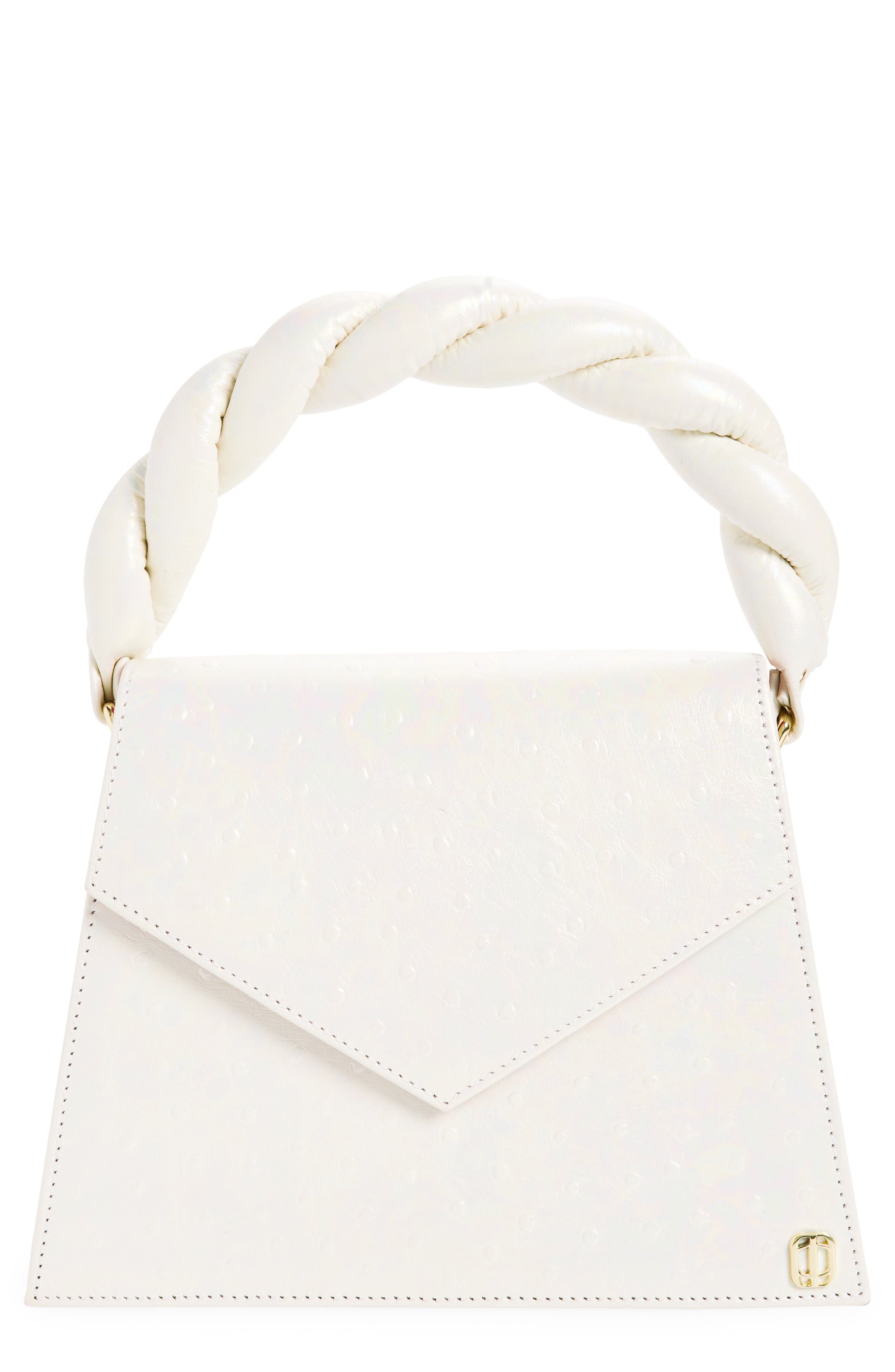 Anima Iris Zaza Grande Ostrich Embossed Leather Top Handle Bag in Iridescent Ostrich 