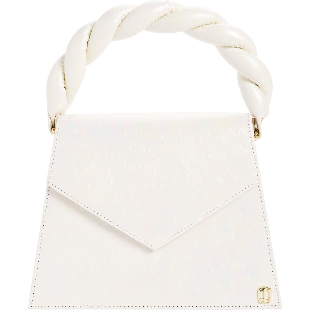 Anima Iris Zaza Grande Ostrich Embossed Leather Top Handle Bag in Iridescent Ostrich