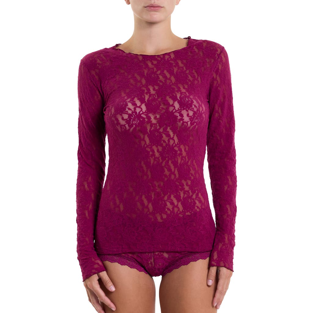 Hanky Panky Signature Lace Long Sleeve Top Sugar Plum In Sugar Plum Red